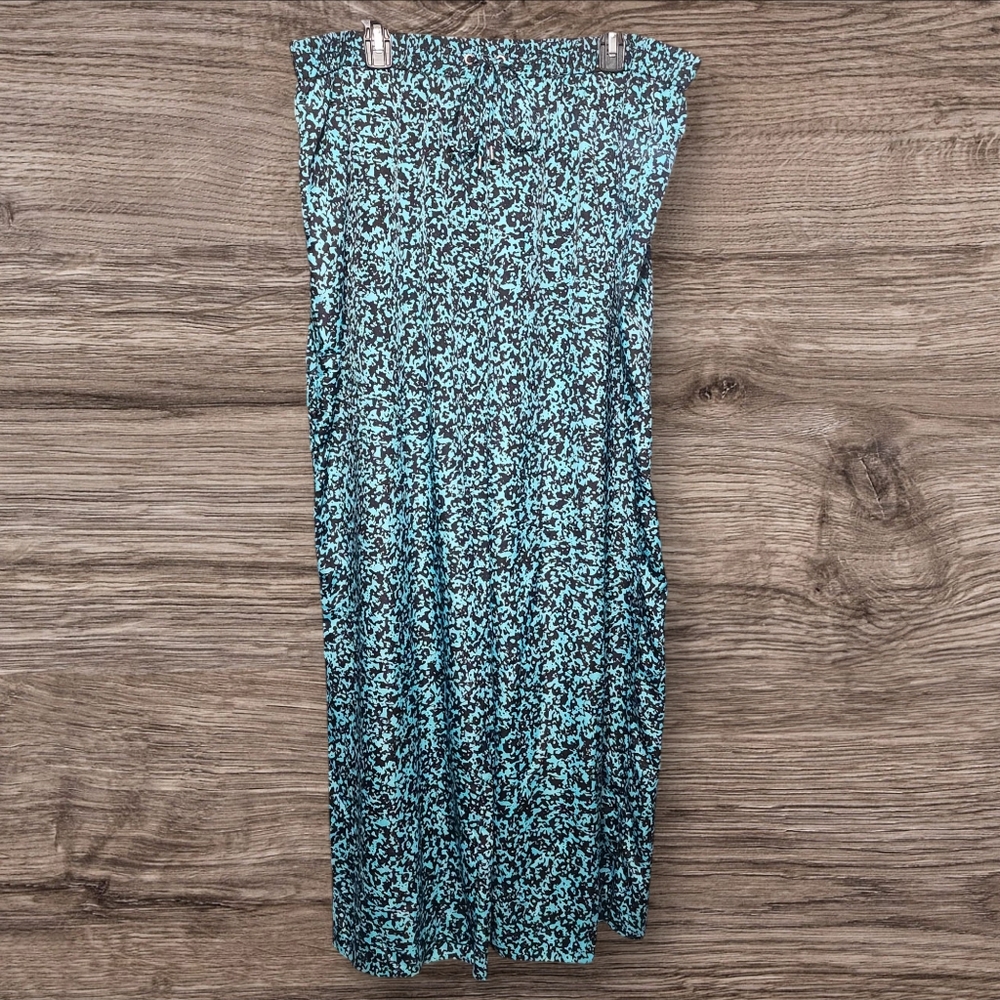 Michael Kors Mist Print Black and Teal Wide Leg Pants Size 3X